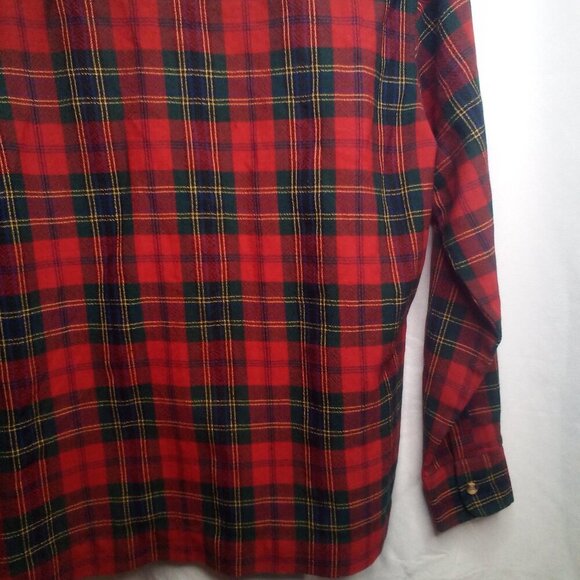 Adams Row Button Up Shirt M Long Sleeve Wool Blend Plaid Red Green - Picture 16 of 16